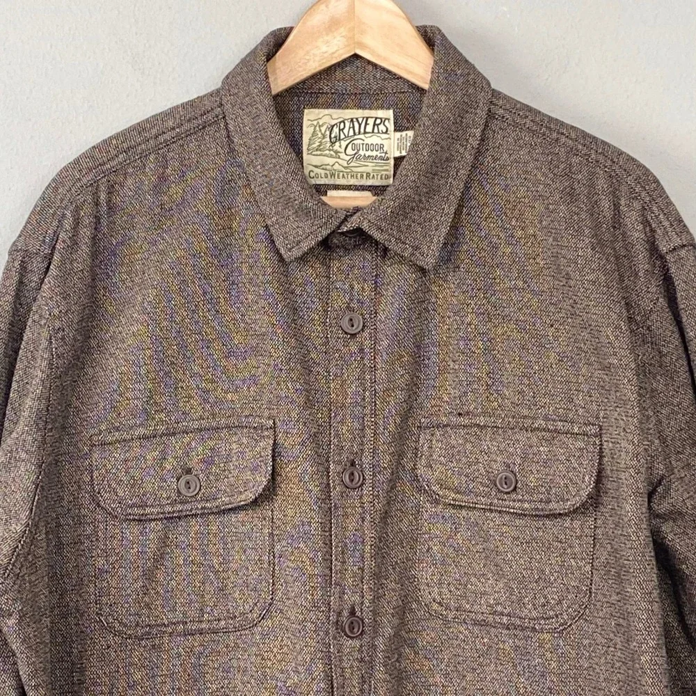 Grayers Shirt Jacket Mens Sz XL Brown Cold Weather‎ Rated Cotton Utility Shacket